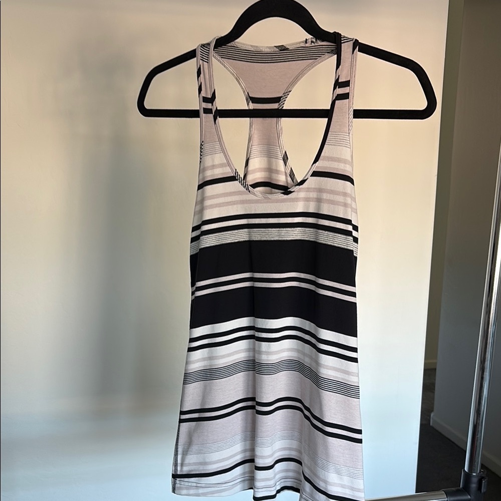 Lululemon Athletica White and Black Racerback Tank Top